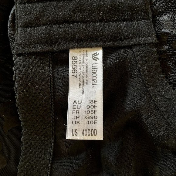 Wacoal Awareness Black Jacquard Unlined Underwire Bra with Comfort Straps 40DDD - Picture 7 of 8
